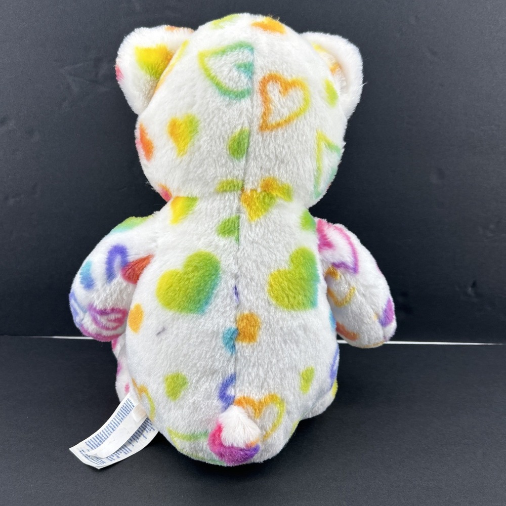 Build A Bear Plush Rainbow Hearts White Multi Color Large 16" Plush Retired - Picture 2 of 9